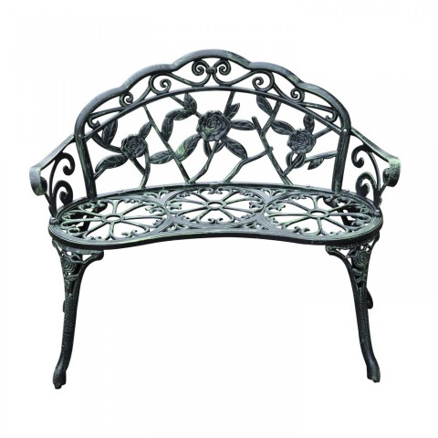 Zahradní lavička kovová | antik zelená č.2