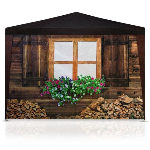 Zahradní párty stan 6 x 3 m s 6 bočnicemi | styl horská chata č.4