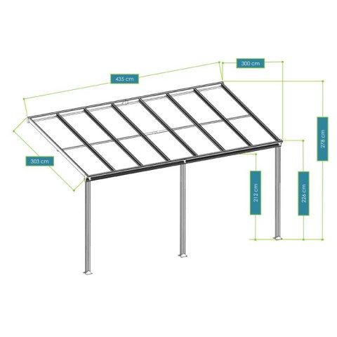 Zahradní hliníková pergola s polykarbonátem 4 x 3 m | šedá č.9