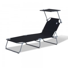 Skládací zahradní lehátko se stříškou | černé č.1
