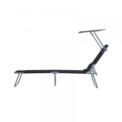 Skládací zahradní lehátko se stříškou | černé č.3