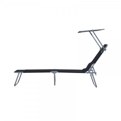 Skládací zahradní lehátko se stříškou | černé č.3