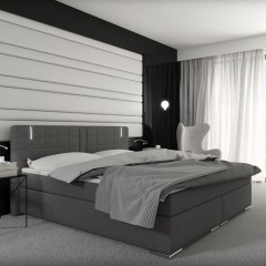 Postel Box Spring Maine s LED osvětlením 140 x 200 cm | šedá č.1