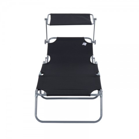 Skládací zahradní lehátko se stříškou | černé č.4