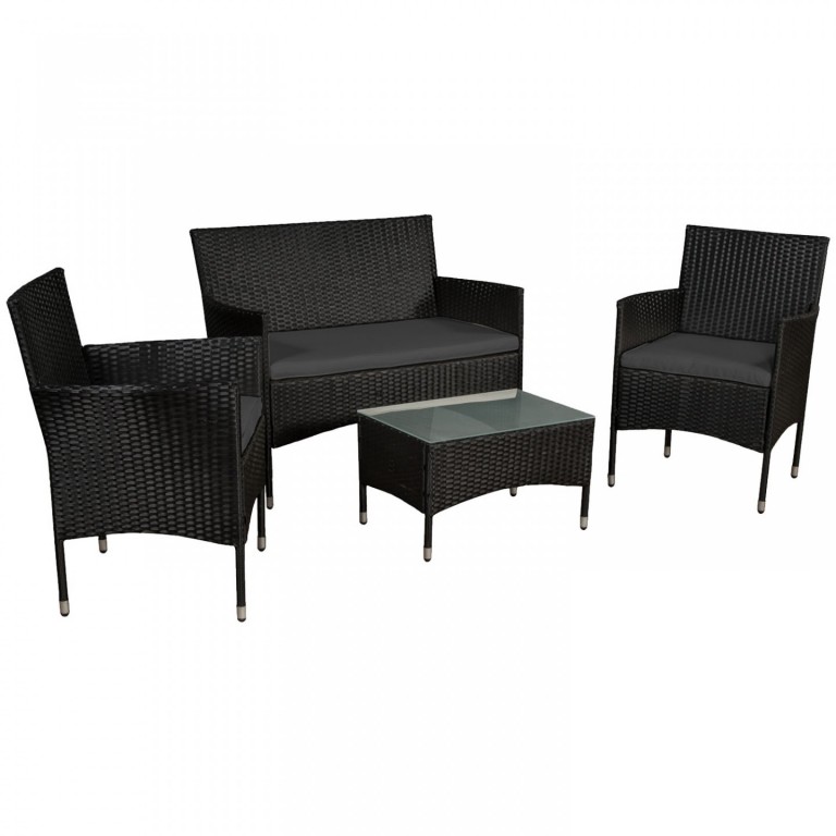 Zahradní polyratanová sestava Fort Myers | černá / šedá