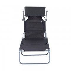 Skládací zahradní lehátko se stříškou | šedé č.3