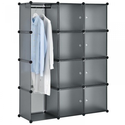 Variabilní regálový systém na boty 105 x 35 x 140 cm | 12 boxů šedý č.2