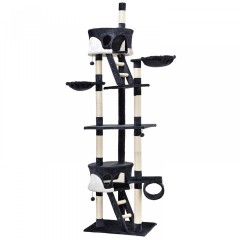 Škrabadlo pro kočky 240-265x55x115 cm | šedo-bílé