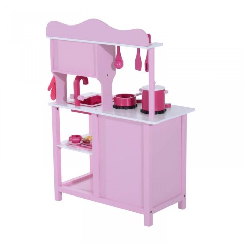 Dětská dřevěná kuchyňka s příslušenstvím | růžová č.4