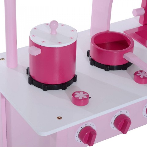 Dětská dřevěná kuchyňka s příslušenstvím | růžová č.8