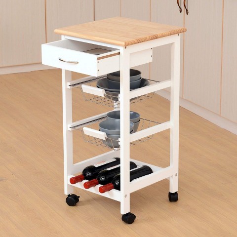 Pojízdná kuchyňská skříňka Roslin | bílá č.2