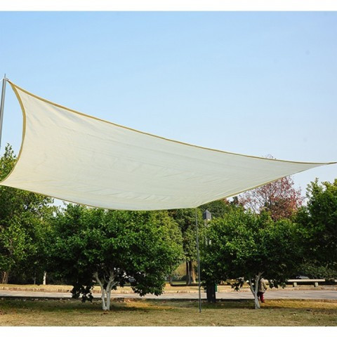 Stínící plachta proti slunci 3 x 3 x 3 m HDPE čtverec | písková