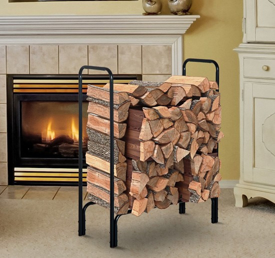 Zásobník na krbové dřevo 90 x 36 x 110 cm | černý