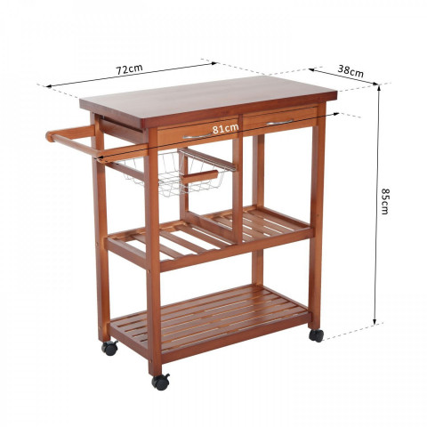 Pojízdná kuchyňská skříňka Leone | hnědá č.7