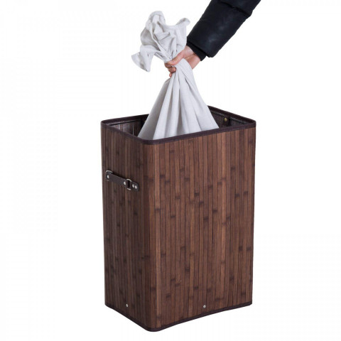 Bambusový koš na prádlo s víkem 72 L | hnědý č.5