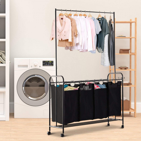 Stojan na oblečení se 4 úložnými koši | černý č.2