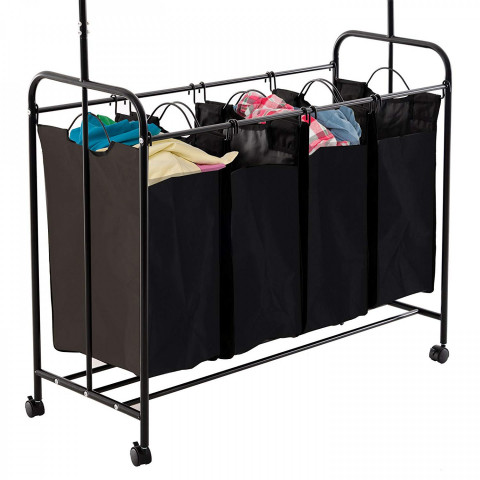 Stojan na oblečení se 4 úložnými koši | černý č.4