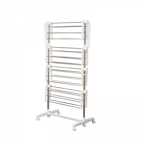 Pojízdný sušák kovový 4 úrovně | stříbrný č.4