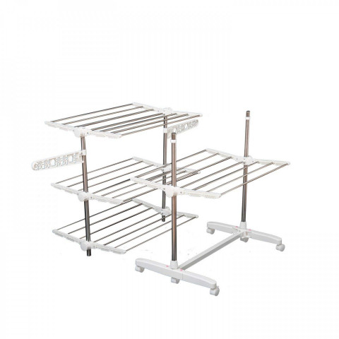 Pojízdný sušák kovový 4 úrovně | stříbrný č.6