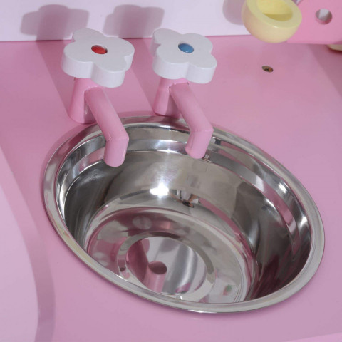 Dětská dřevěná kuchyňka Party s příslušenstvím | růžová č.7