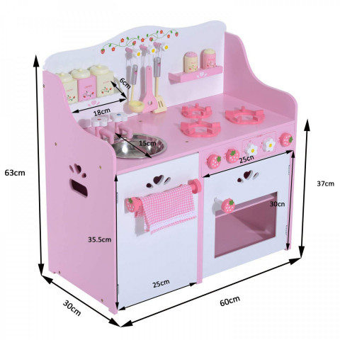 Dětská dřevěná kuchyňka Party s příslušenstvím | růžová č.9