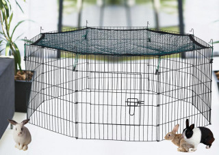 Kovový výběh pro králíky, morčata a jiné hlodavce 61 x 61 cm se stříškou č.1