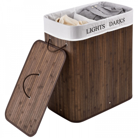 Bambusový koš na prádlo s víkem 100 L | hnědý č.3