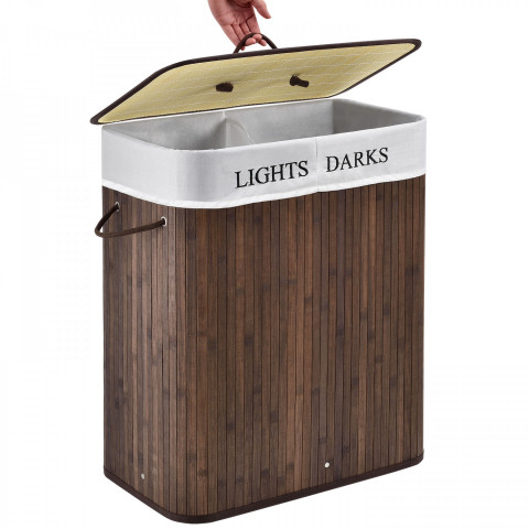 Bambusový koš na prádlo s víkem 100 L | hnědý č.4