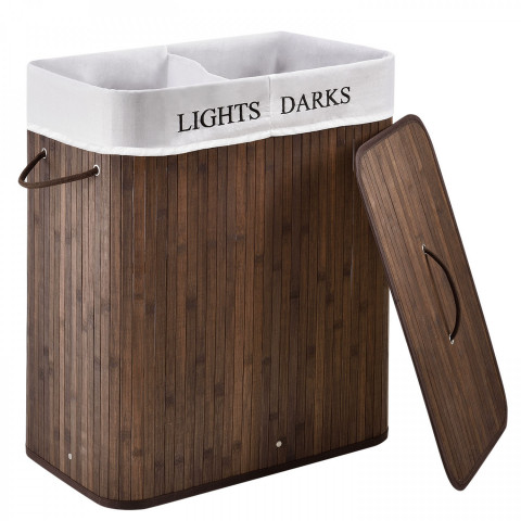 Bambusový koš na prádlo s víkem 100 L | hnědý č.5