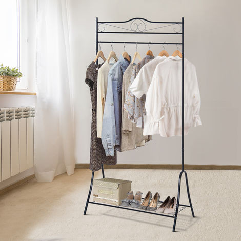 Stojan na oblečení a boty kovový 175 cm | antik černý č.2