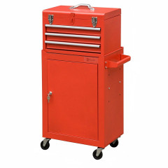 Dílenský vozík na nářadí se 3 zásuvkami a skříňkou | červený č.1