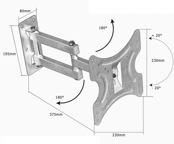 Nástěnný držák na malé LCD TV polohovatelný do 37" č.5