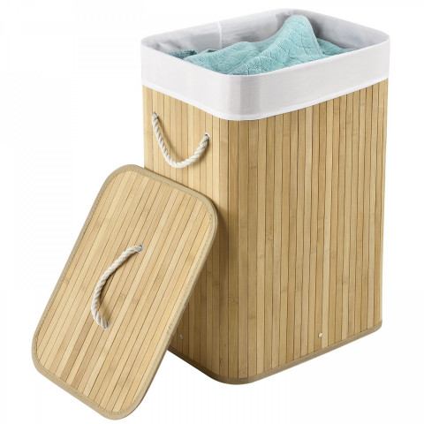 Bambusový koš na prádlo s víkem 72 L | přírodní č.3