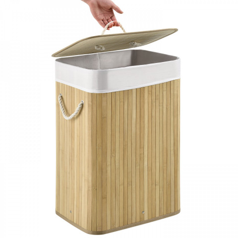 Bambusový koš na prádlo s víkem 72 L | přírodní č.4