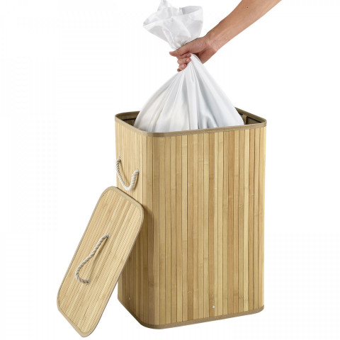 Bambusový koš na prádlo s víkem 72 L | přírodní č.6