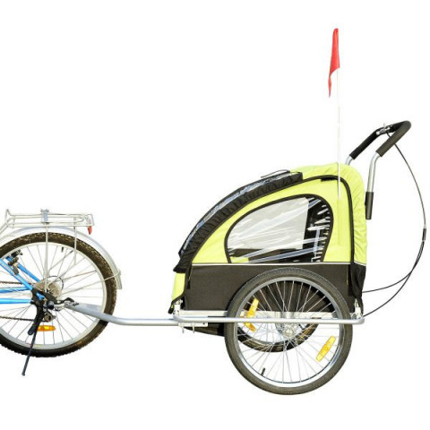 Přívěsný vozík za kolo pro 2 děti Jogger 2v1 | zeleno - černý č.4