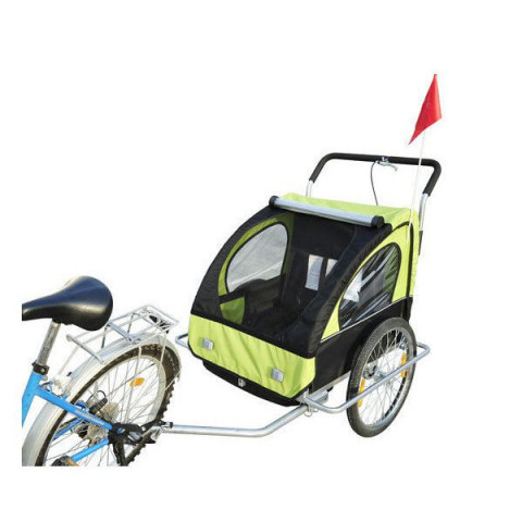 Přívěsný vozík za kolo pro 2 děti Jogger 2v1 | zeleno - černý č.2