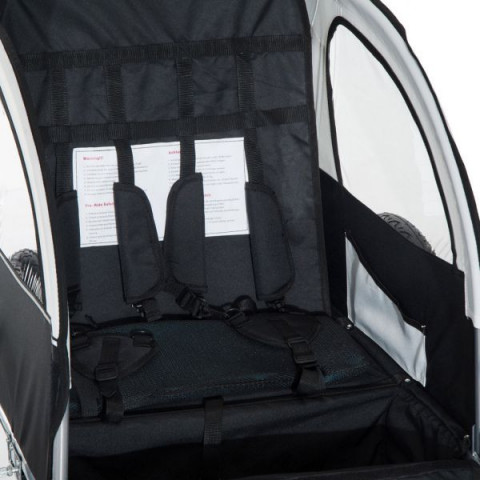 Přívěsný dětský vozík za kolo pro 2 děti Jogger 2v1 | šedo - bílý č.7