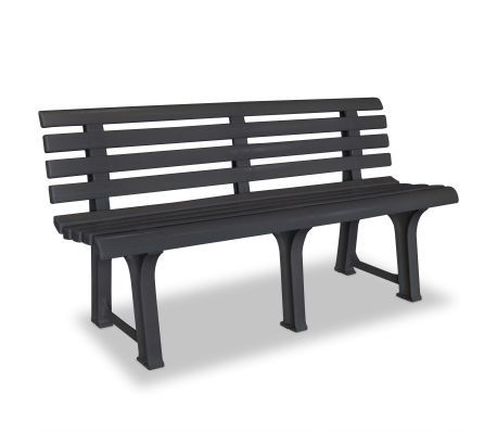 Zahradní plastová lavička - antracit | 145 cm x 49 cm x 74 cm