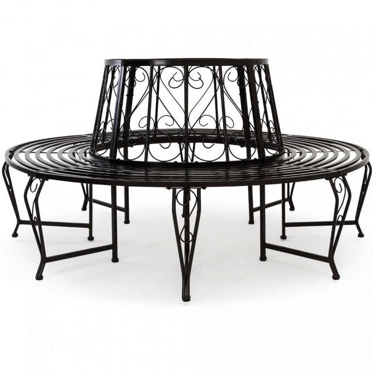 Zahradní kovová lavička kruhová - černá | Ø 160 cm