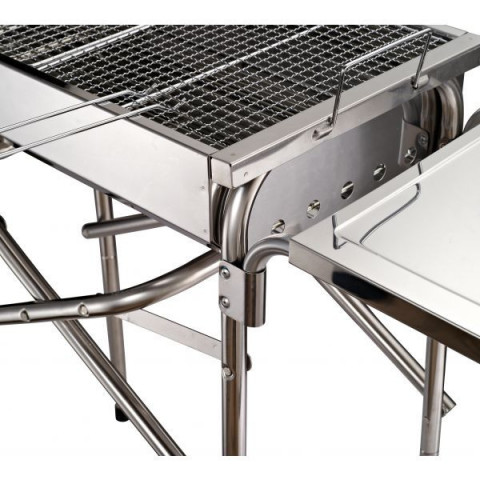 Zahradní BBQ gril na dřevěné uhlí | nerezová ocel č.4