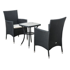 Zahradní polyratanová 3-dílná sestava s polštáři Arlene | černá č.1