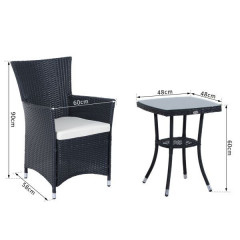 Zahradní polyratanová 3-dílná sestava s polštáři Arlene | černá č.2