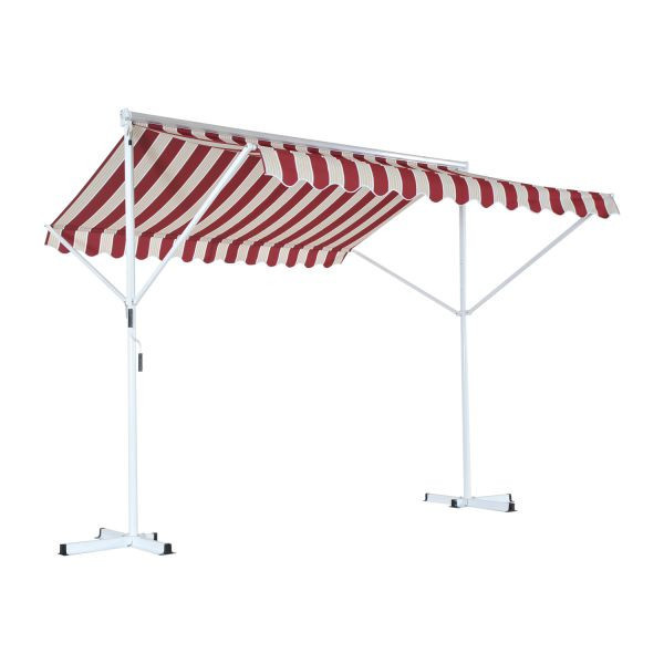 Volně stojící markýza - 2,95 m x 2,95 m x 2,6 m | červeno - bílá