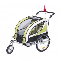 Přívěsný dětský vozík za kolo pro 2 děti jogger 2v1 žluto-černý č.1