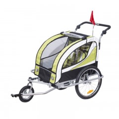 Přívěsný dětský vozík za kolo pro 2 děti jogger 2v1 žluto-černý č.3
