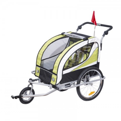 Přívěsný dětský vozík za kolo pro 2 děti jogger 2v1 žluto-černý č.4