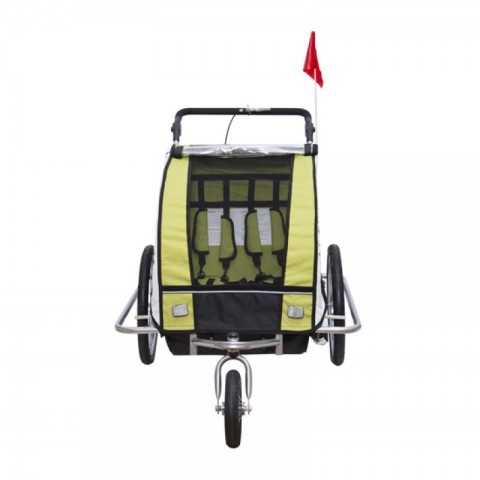 Přívěsný dětský vozík za kolo pro 2 děti jogger 2v1 žluto-černý č.5