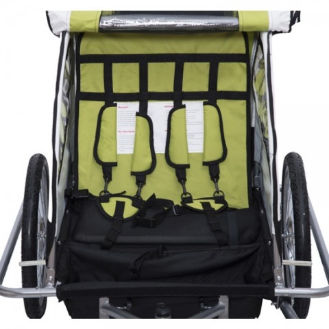 Přívěsný dětský vozík za kolo pro 2 děti jogger 2v1 žluto-černý č.9