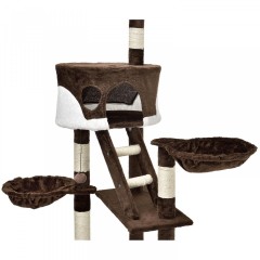 Škrabadlo pro kočky 240-265x55x115 cm | hnědo-bílé č.3